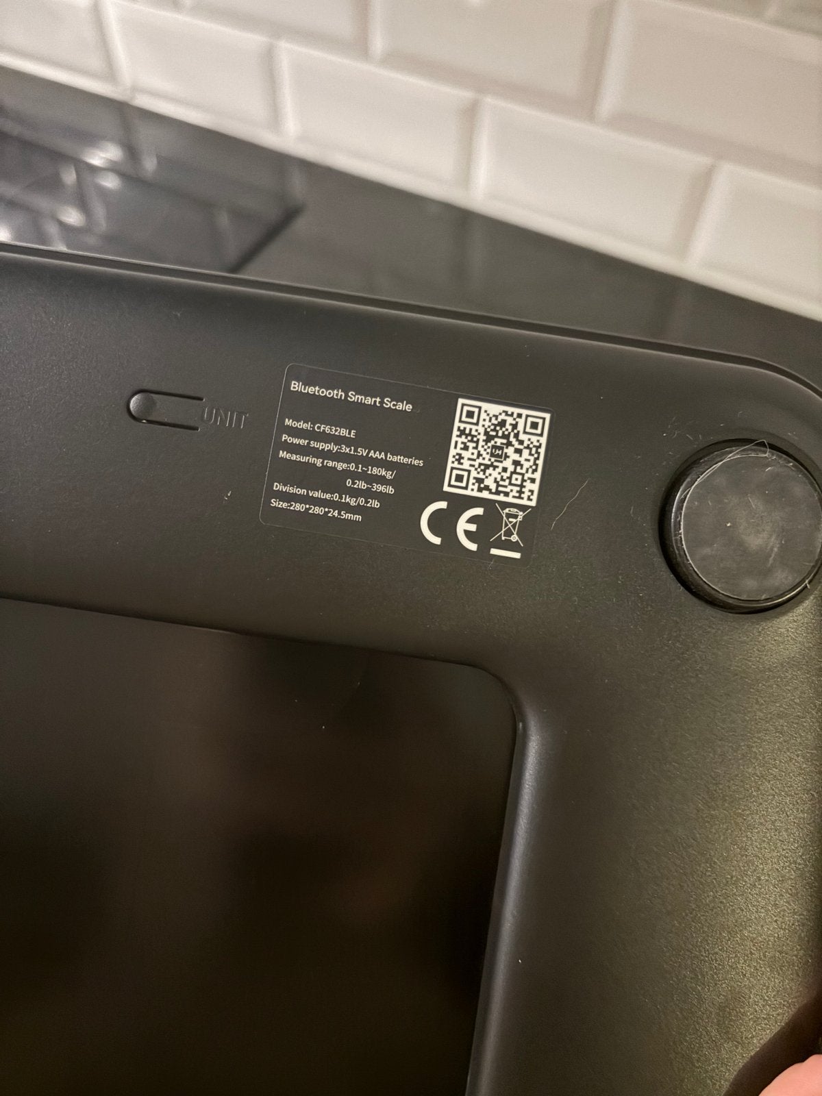 Bluetooth Smart Weegschaal CF632BLE - Zwart, Witgoed en Apparatuur, Weegschalen, Ophalen, 100 kg of meer, Personenweegschaal, Fijner dan 1 gram