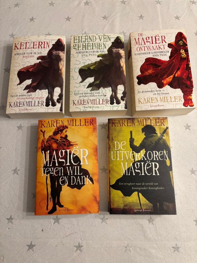 Karen miller - koningmaker koningbreker serie (5 boeken) set, Boeken, Ophalen of Verzenden, Zo goed als nieuw, Karen Miller