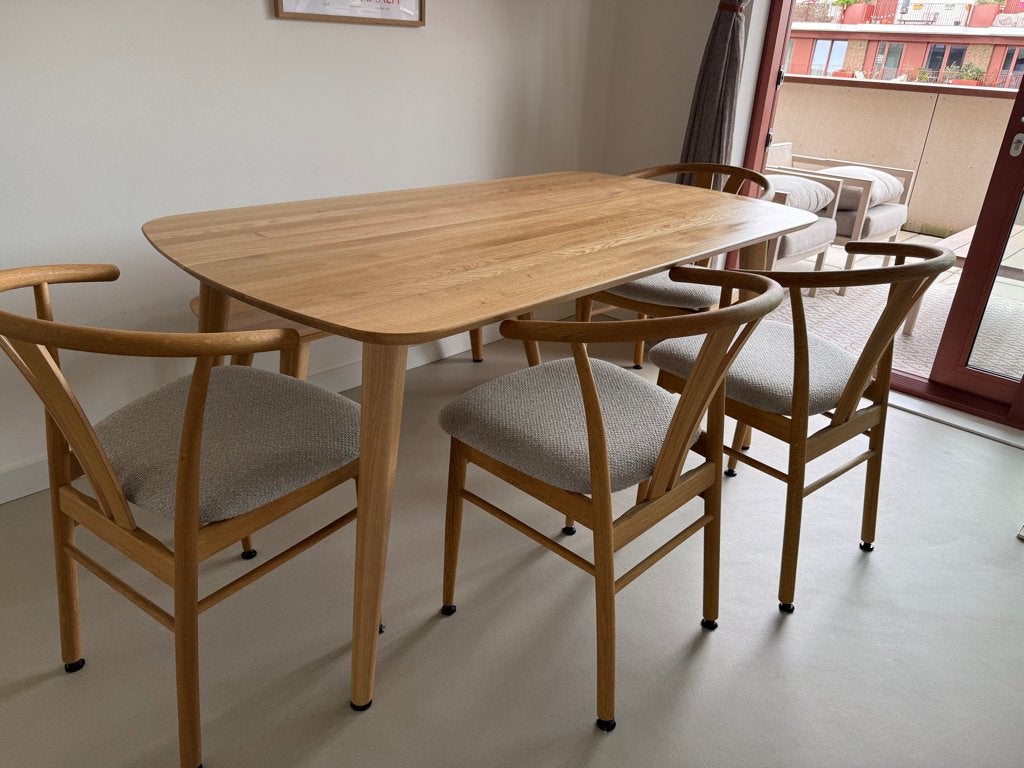 Eettafel massief eikenhout mat gelakt 160x90cm - Sav & Okse, Ophalen, Eikenhout, Scandinavisch, 50 tot 100 cm