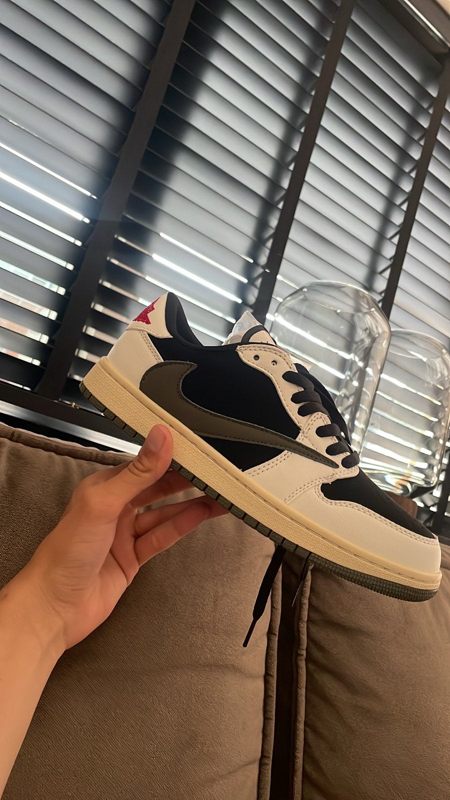 Nike Travis Scott Jordan 1 Low Black Phantom Maat 42, Ophalen of Verzenden, Nieuw, Zwart, Sneakers of Gympen