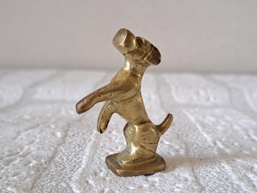 Hondenbeeldje van messing, 3.5x1.5x5cm, Ophalen of Verzenden, Gebruikt, Dier