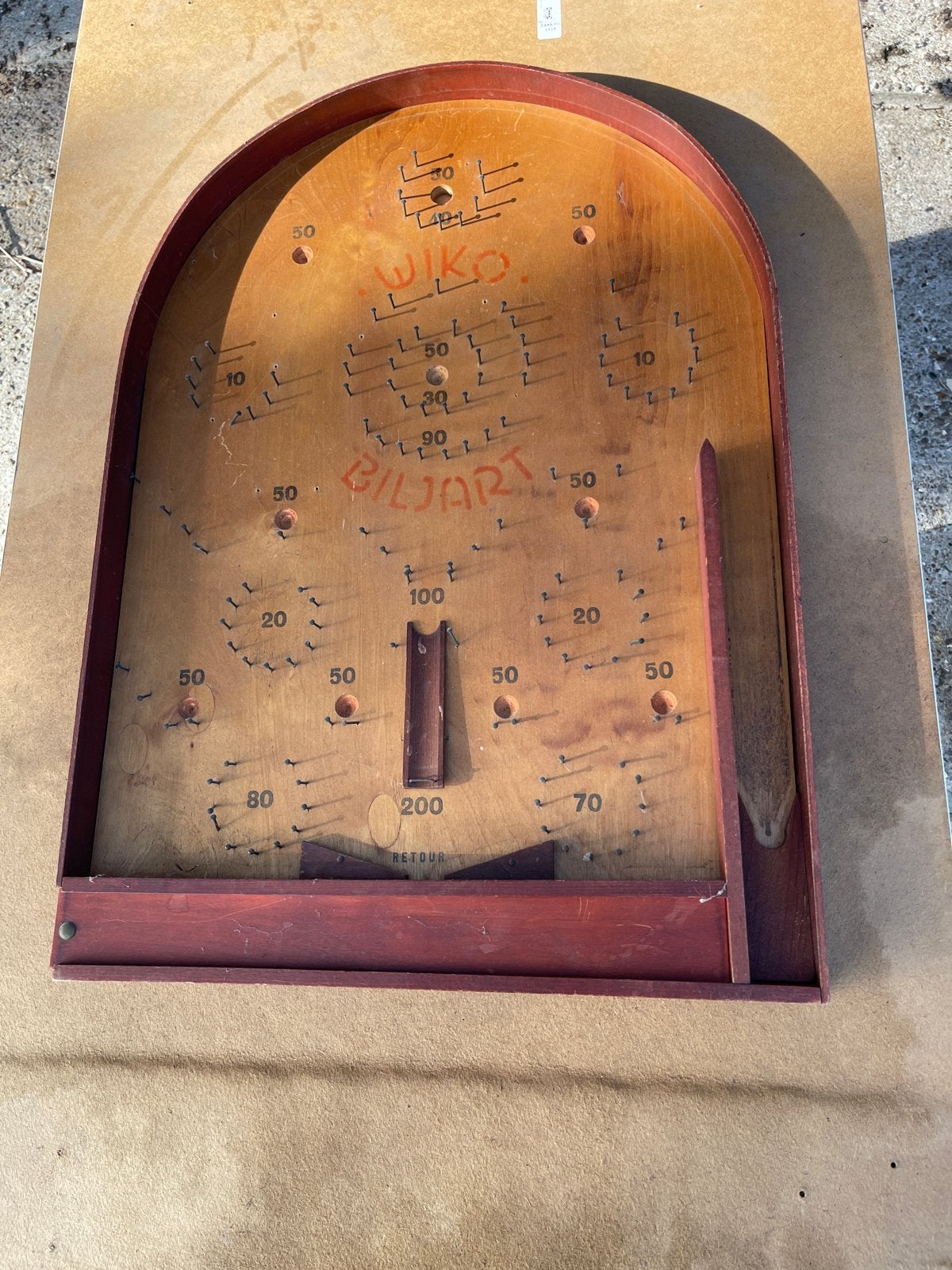 Vintage Houten Knikkerbiljart Spel - Oud Speelgoed, Ophalen of Verzenden
