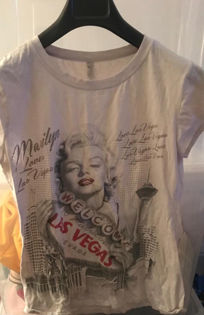 Sexy shirt Marilyn Monroe Las Vegas, Ophalen of Verzenden, Zo goed als nieuw, Zwart, Korte mouw