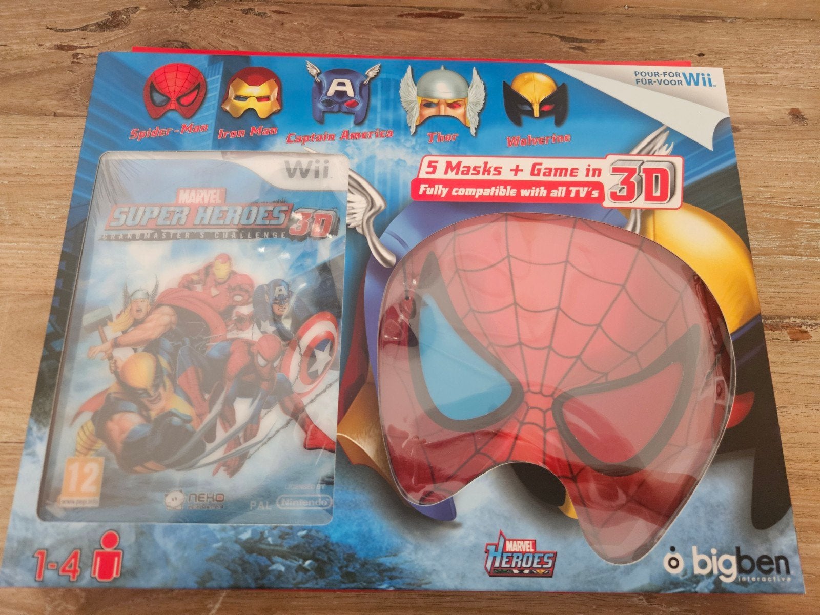 Marvel Super Heroes 3D Wii met 5 maskers, Spelcomputers en Games, Avontuur en Actie, Nieuw, Ophalen of Verzenden, 3 spelers of meer