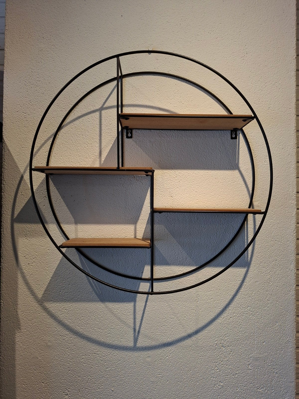 Rond wandrek met houten planken - Zwart metaal, Ophalen, Zo goed als nieuw