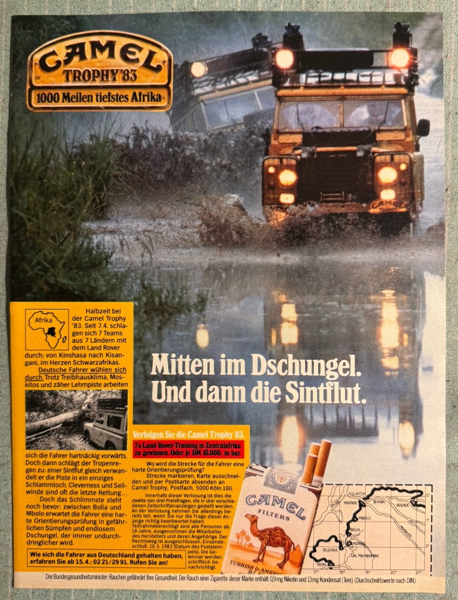 Advertentie Camel Trophy 1983 Landrover Defender, Verzenden, Zo goed als nieuw, Auto's