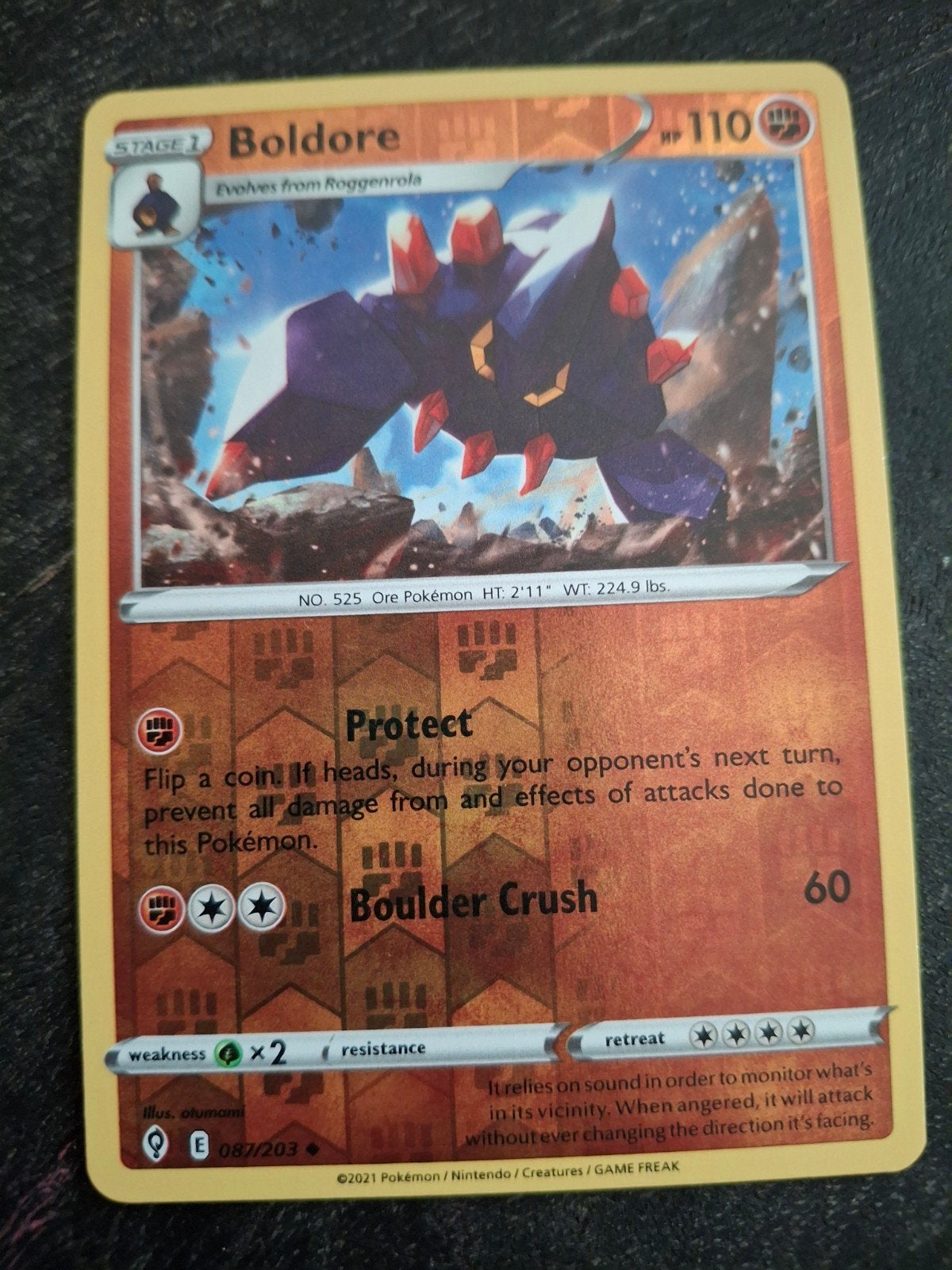 Pokemon Kaart Boldore 087/203, Ophalen of Verzenden, Zo goed als nieuw, Losse kaart