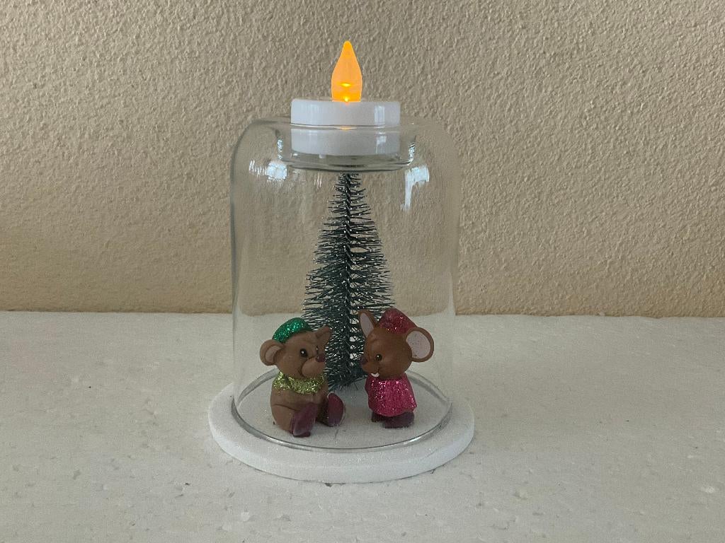 Disney Assepoester - theelicht houder - stolp - jaq en gus, Verzamelen, Disney, Ophalen of Verzenden, Assepoester of Belle, Zo goed als nieuw