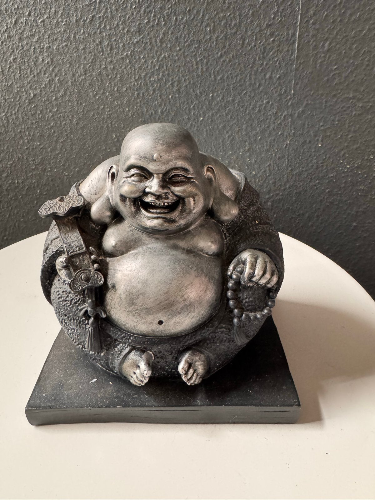 Lachende Boeddha met dikke buik - Polystone beeld, Ophalen of Verzenden, Gebruikt