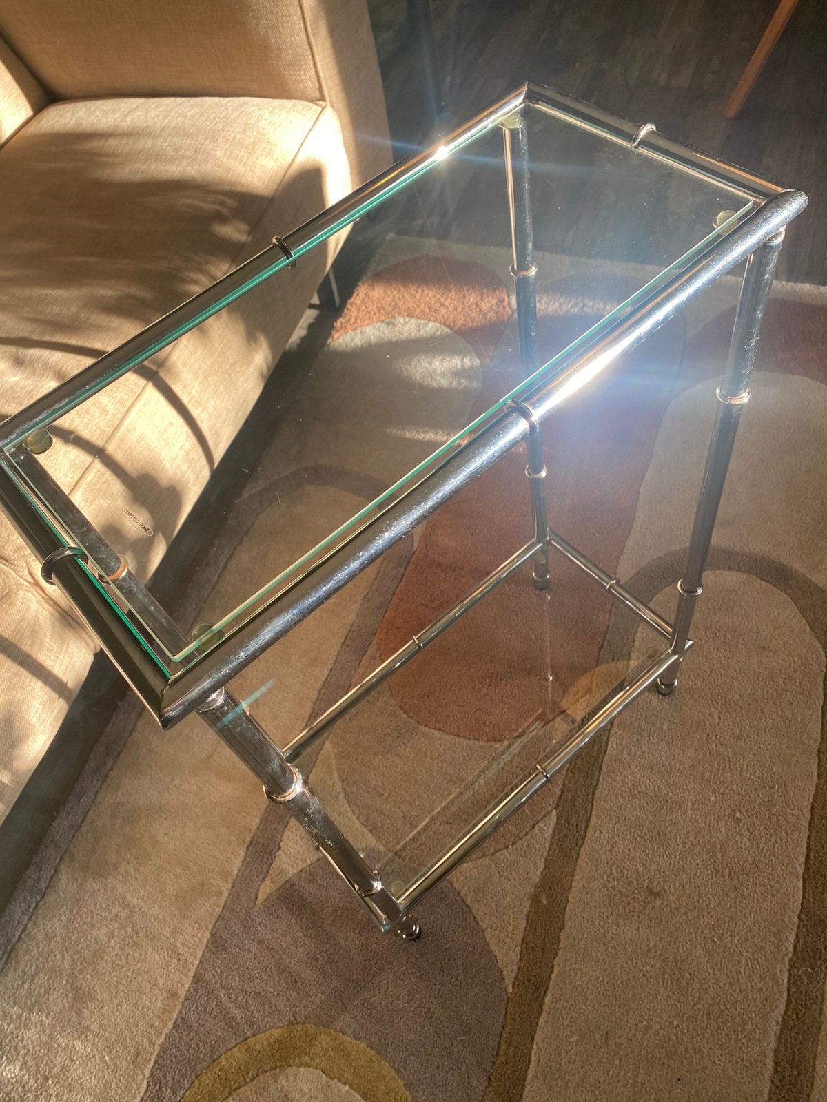 Mid Century 70s Bijzettafel met een chroom/metalen frame, Ophalen, 50 – 75, Minder dan 50 cm, Vintage Mid Century 70s