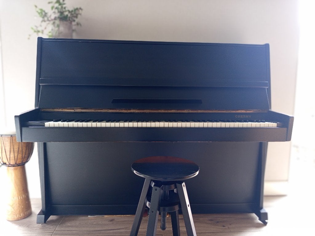 Piano  cherny akoestisch gratis, Muziek en Instrumenten, Ophalen, Gebruikt, Zwart, Piano