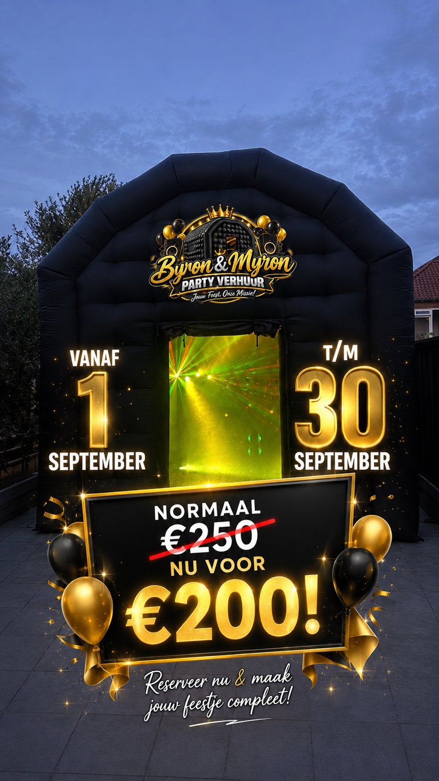Opblaasbare Party Tent met Lichtshow - Byron & Myron, Hobby en Vrije tijd, Ophalen of Verzenden, Gebruikt, Verjaardag