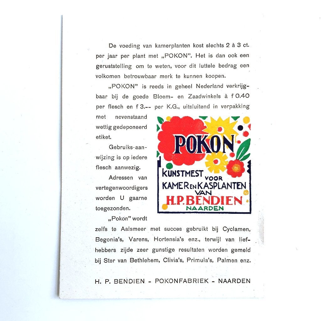 Pokon kunstmest flyer 1950’s, Verzenden, ., Overige typen, Zo goed als nieuw