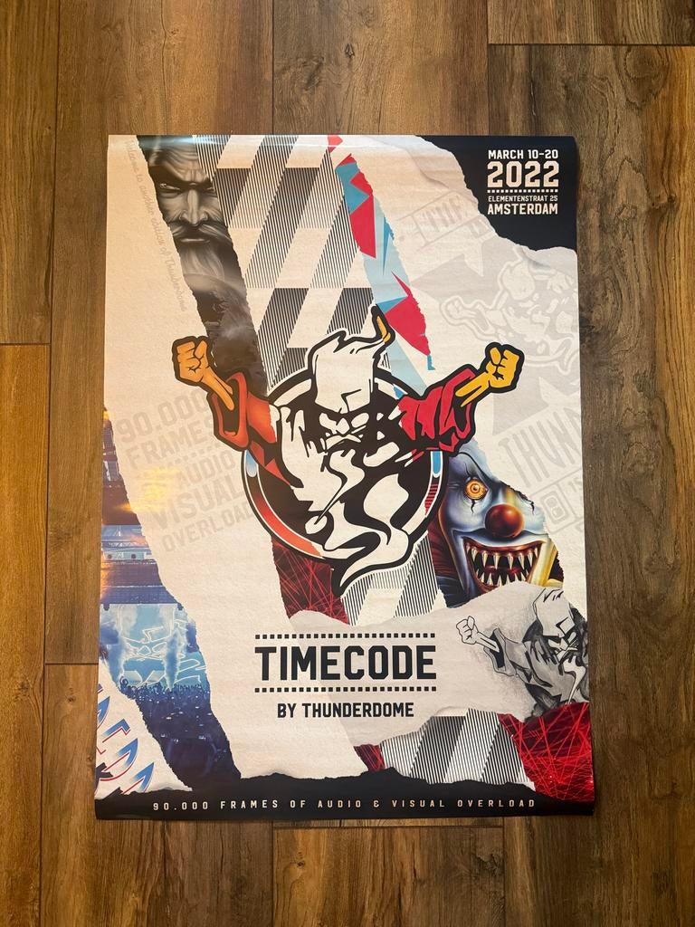 Thunderdome Timecode Poster - 100x70 cm, Verzamelen, Rechthoekig Staand, Deurposter of groter, Nieuw, Ophalen of Verzenden