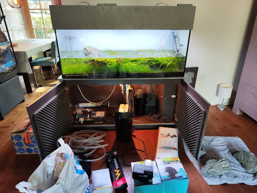 300L aquarium + kast + toebehorende, Ophalen, Inclusief deksel, Gebruikt, Leeg aquarium