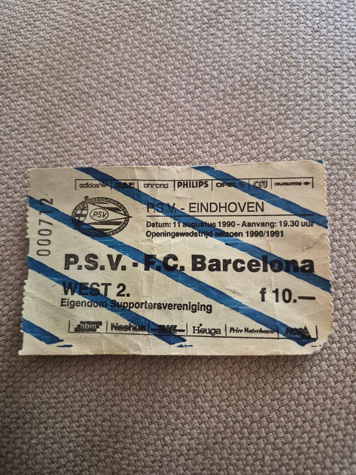 Ticket PSV - FC Barcelona, Ophalen of Verzenden, Gebruikt, PSV, Overige typen
