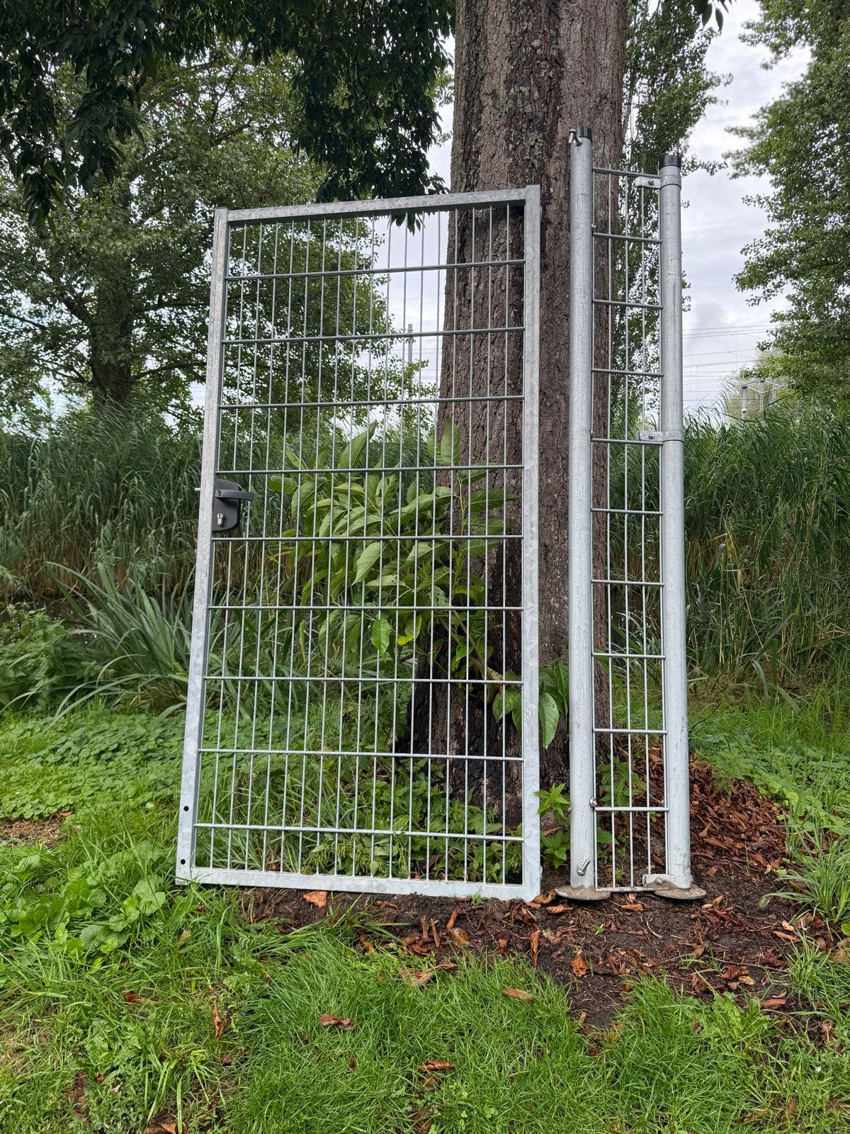 Dubbelstaafmat hekwerk met poort(roestvrij), Tuin en Terras, Ophalen, Met poort, Gebruikt, Dubbelstaafmat hekwerk