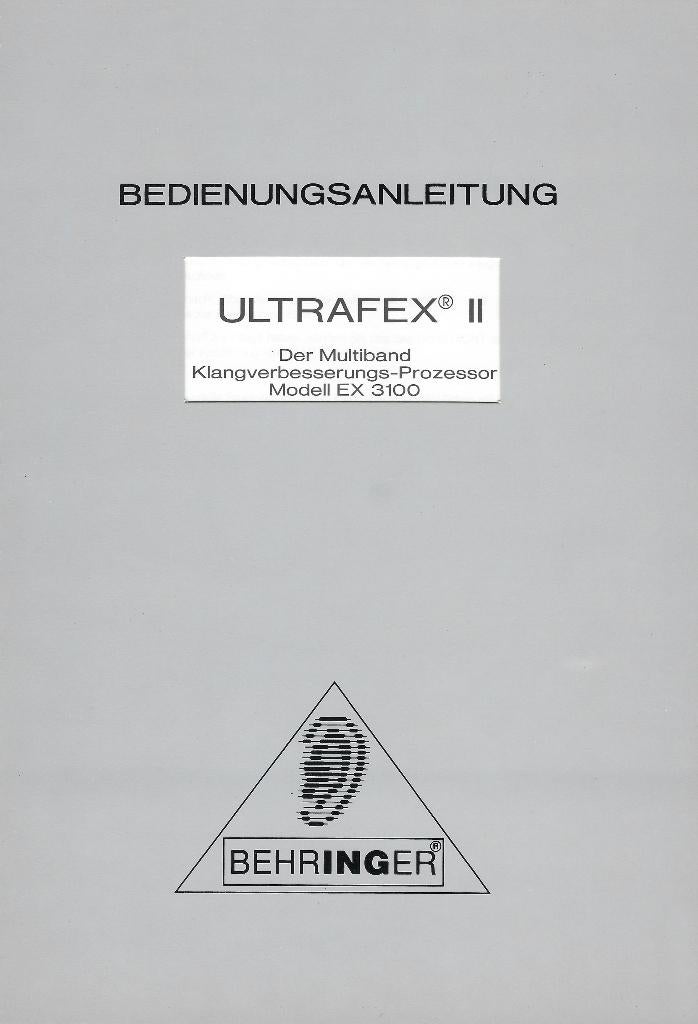 HANDLEIDING BOEK (Anleitung) Behringer - Ultrafex II-EX 3100, Ophalen of Verzenden, Zo goed als nieuw, Volume