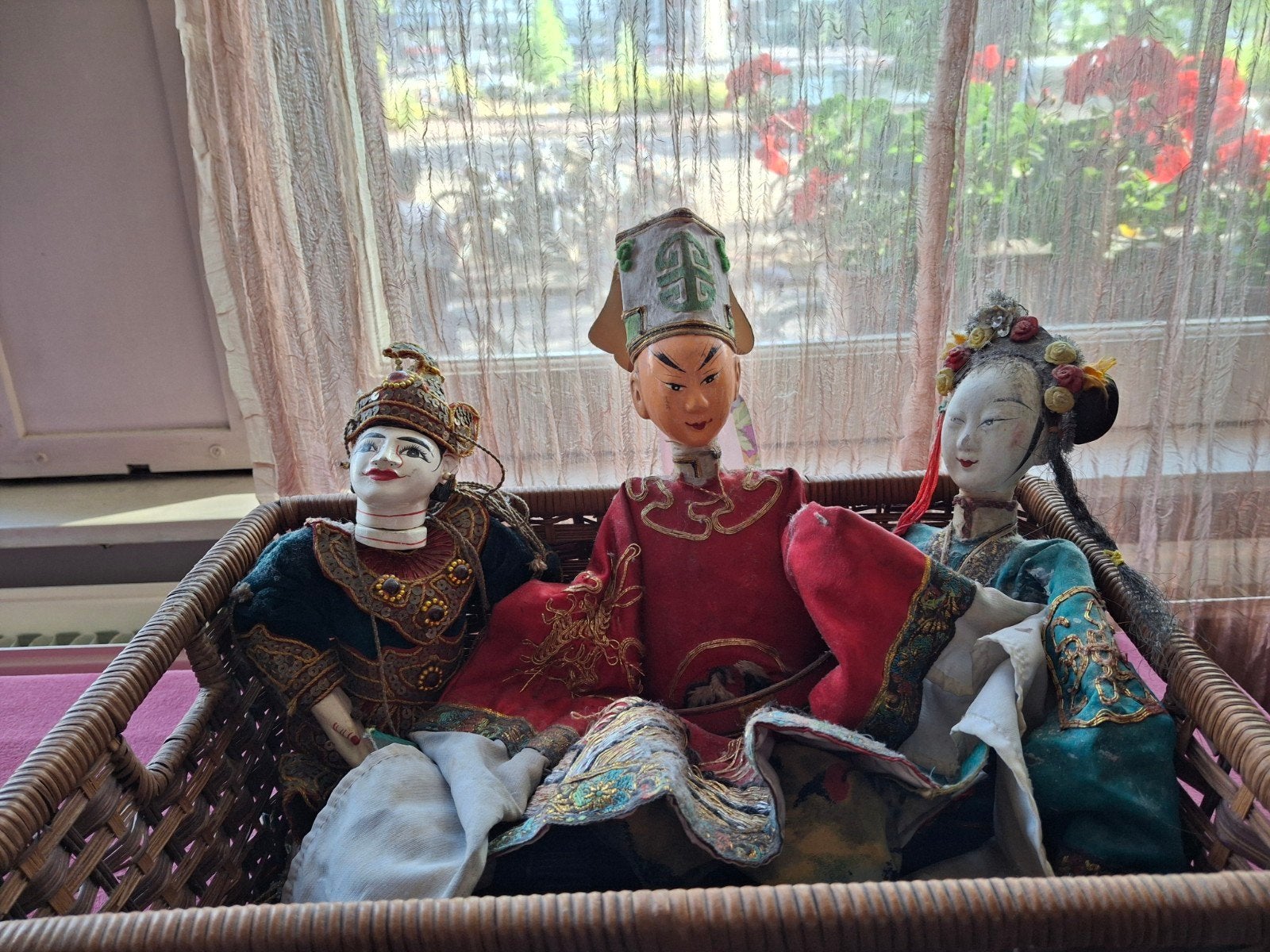 Set van 3 Vintage Aziatische Marionetten/Poppen, Verzamelen, Poppen, Ophalen of Verzenden, Gebruikt, Pop