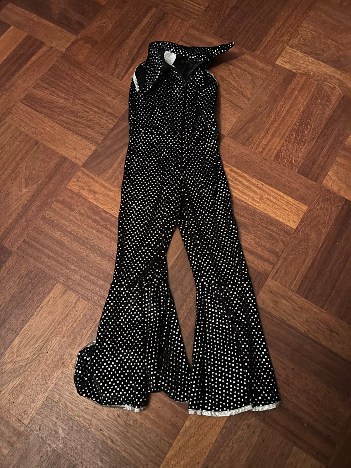 Glamoureuze Disco Jumpsuit met Pailletten maat 128, Maat 38/40 (M), Overige typen, Zwart, Ophalen of Verzenden