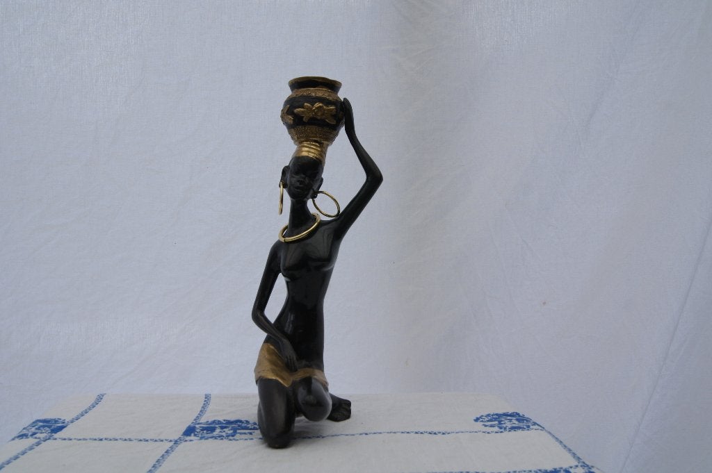 Waterdrager Afrikaans  ( Brons, Antiek en Kunst, Kunst | Beelden en Houtsnijwerken, Ophalen of Verzenden, Brons, Beeld