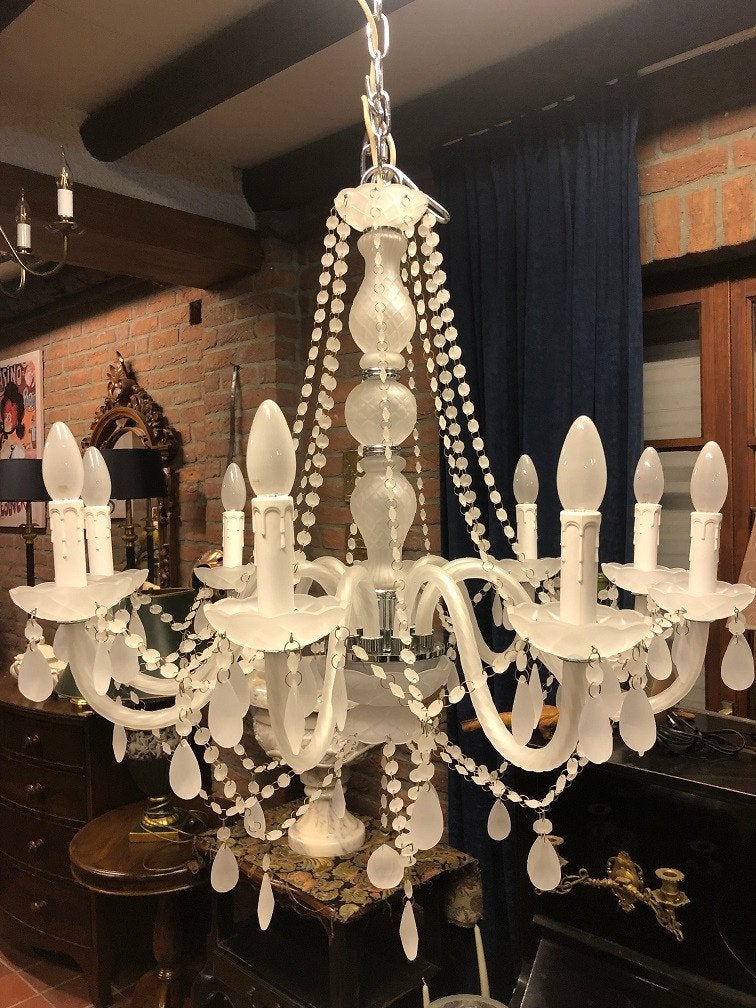 NIEUWE kroonluchter - frosted glazen - luchter – hanglamp, Huis en Inrichting, Lampen | Kroonluchters, Ophalen, Wilms, Klassiek