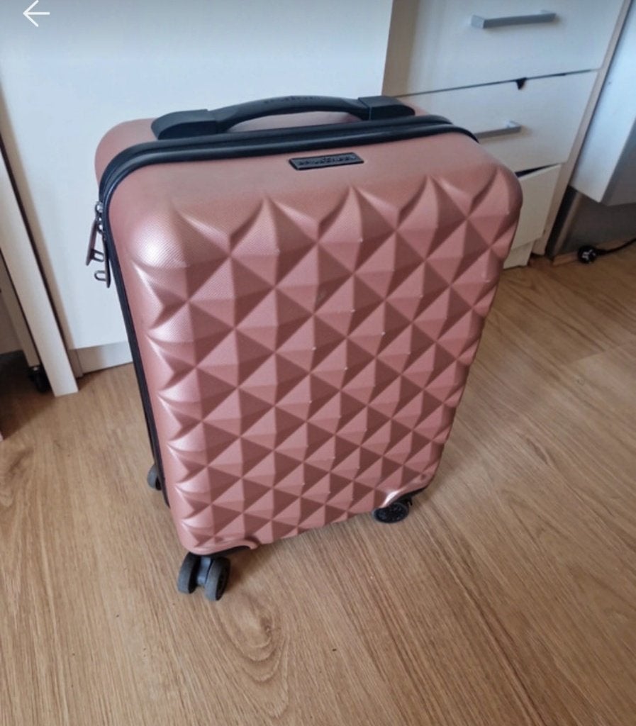Spilbergen Hollywood Handbagage Koffer / Trolley – Roségoud, Wieltjes, Gebruikt, 50 tot 60 cm, Hard kunststof
