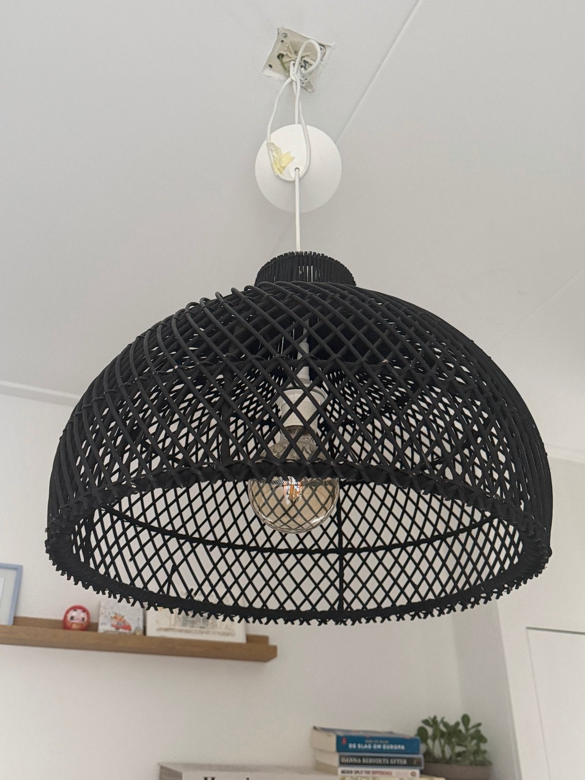 Earthware 'Debby' hanglamp - Zwart, Ophalen, Zo goed als nieuw, Natuurlijk materiaal, E27 (groot)