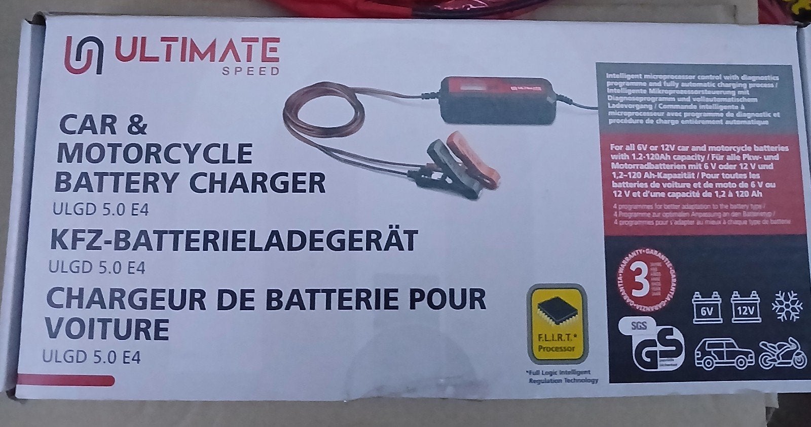 Ultimate Speed Acculader Auto Motorfiets 6V/12V ULG D 5.0 E4, Auto-onderdelen, Accu's en Toebehoren, Ophalen of Verzenden, Nieuw