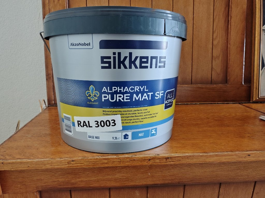 Sikkens Alphacryl Pure Mat SF Muurverf RAL 3003, 10 liter, Ophalen, Overige kleuren, 5 tot 10 liter, Nieuw