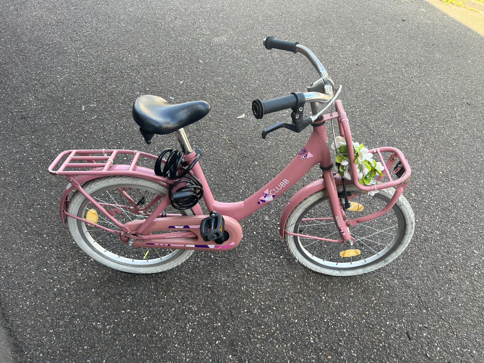 Rosé meisjes fiets met bagagedrager en bagagerek voor achter, Ophalen, Zo goed als nieuw, 20 inch