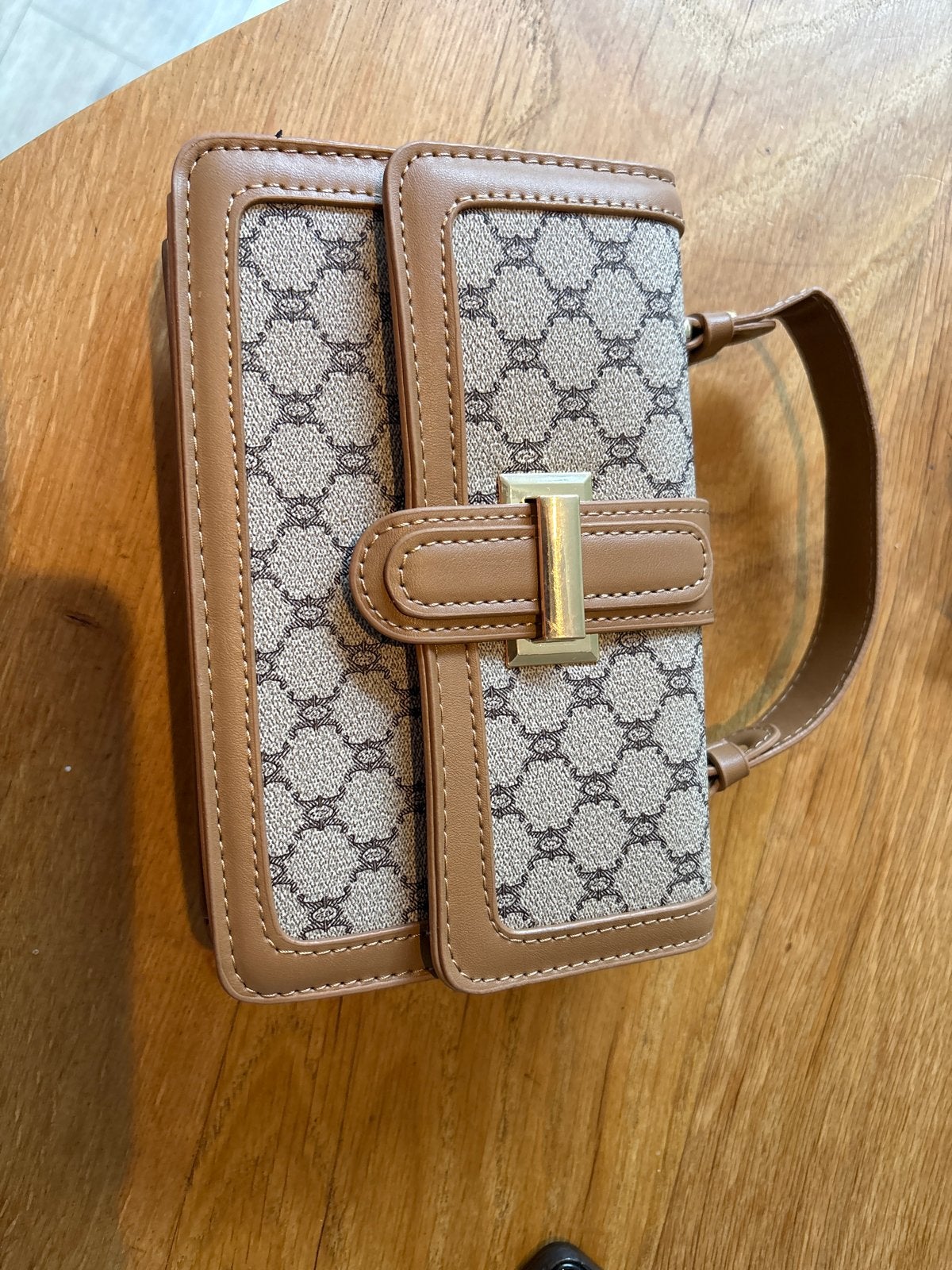 Stijlvolle handtas met monogram patroon, Ophalen of Verzenden, Nieuw, Bruin, Handtas