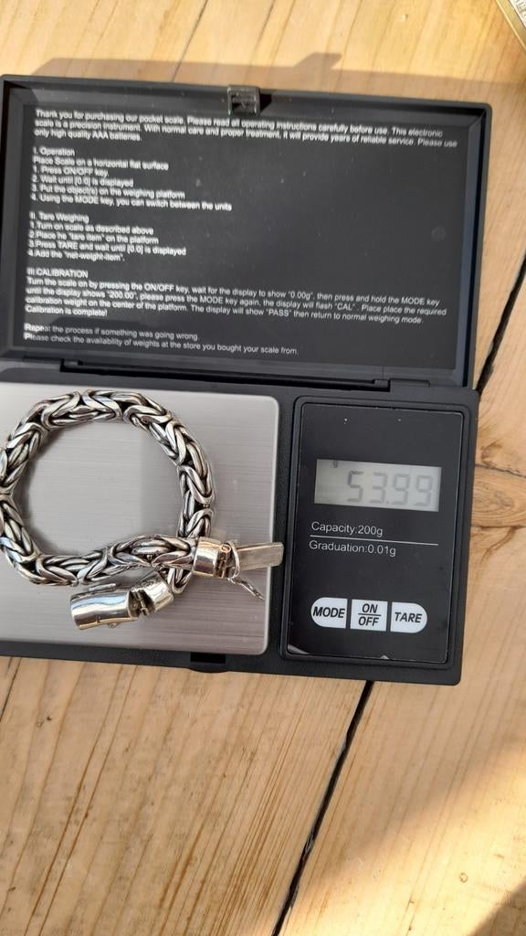 Boudha armband - Zilveren Koningsschakel - 20.5 cm, 54 gr, Ophalen of Verzenden, Gebruikt, Zilver, Zilver