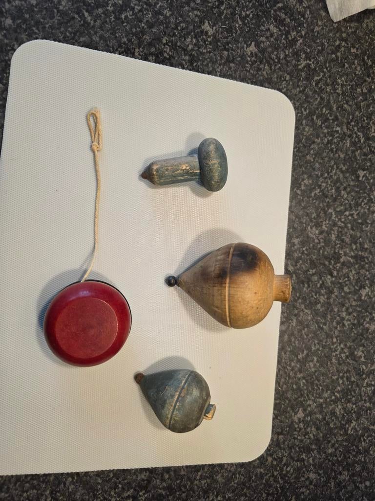 Vintage Houten Speelgoed: Jojo en Tollen Set, Antiek en Kunst, Ophalen of Verzenden