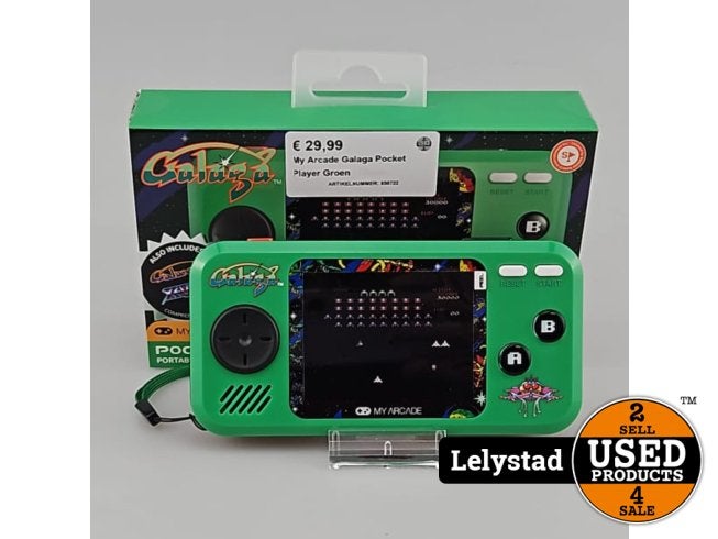 My Arcade Galaga Pocket Player Groen, Flex Ltd., Zo goed als nieuw, https://flex.com/contact-us, Nobelstraat 10, 5807 GA Oostrum LB, Limburg, Nederland