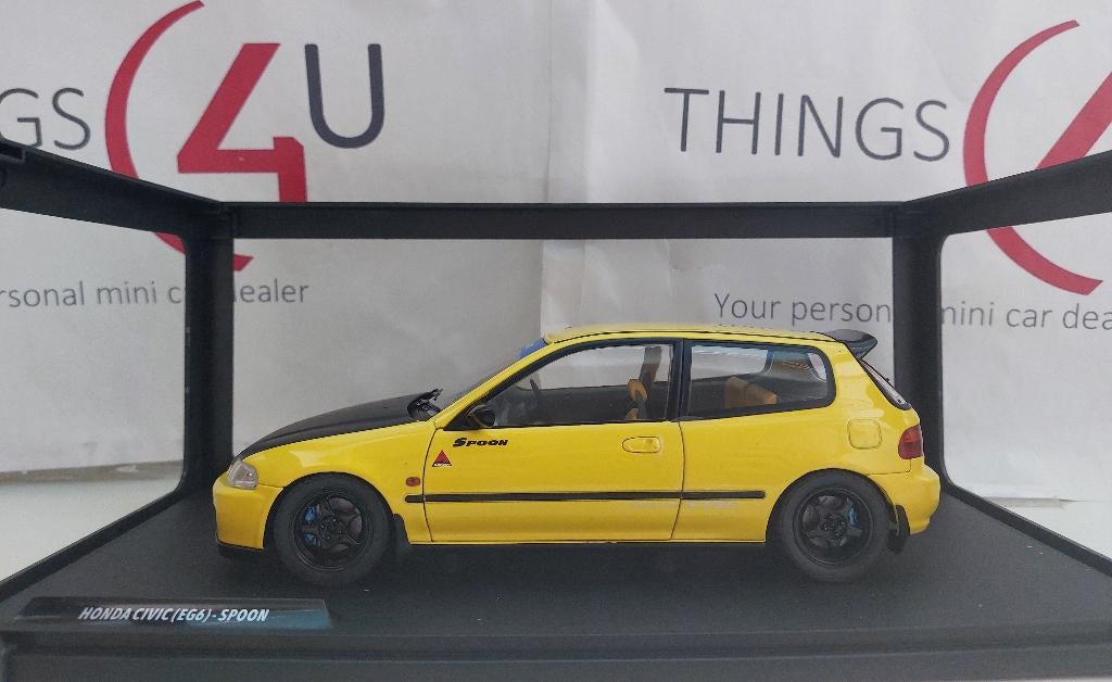Solido 1:18 Honda Civic EG6 Spoon 1991 geel/matt zwart nieuw, Hobby en Vrije tijd, Modelauto's | 1:18, Ophalen of Verzenden, Nieuw