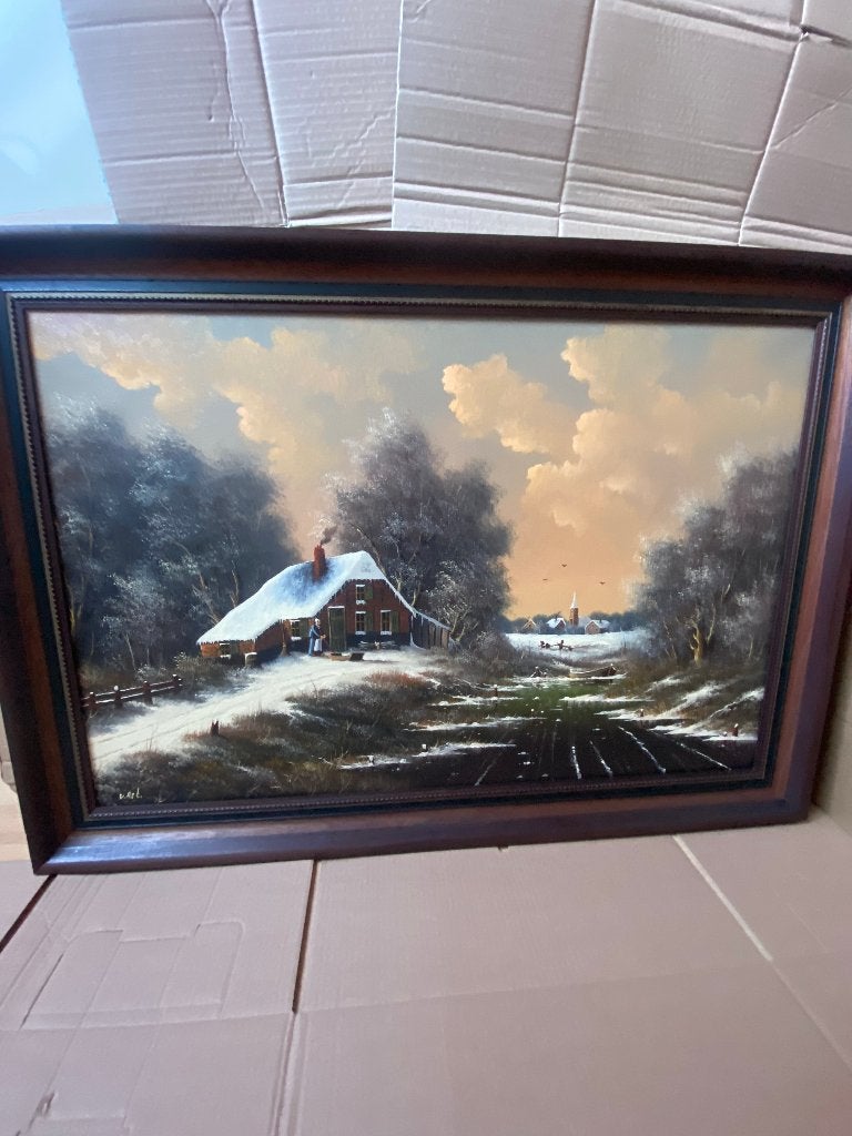 Mooi landschap schilderij v.Ast, Ophalen of Verzenden, Realistisch, Landschap, Doek