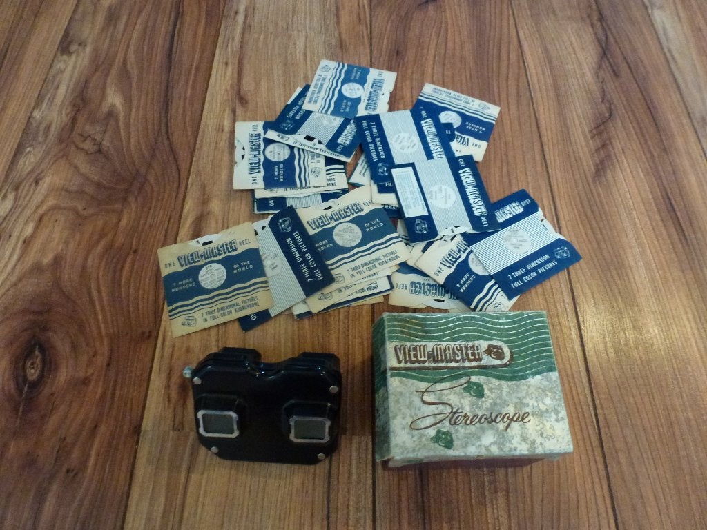 Vintage View-Master met doos 38 schijfjes, Ophalen of Verzenden, Gebruikt