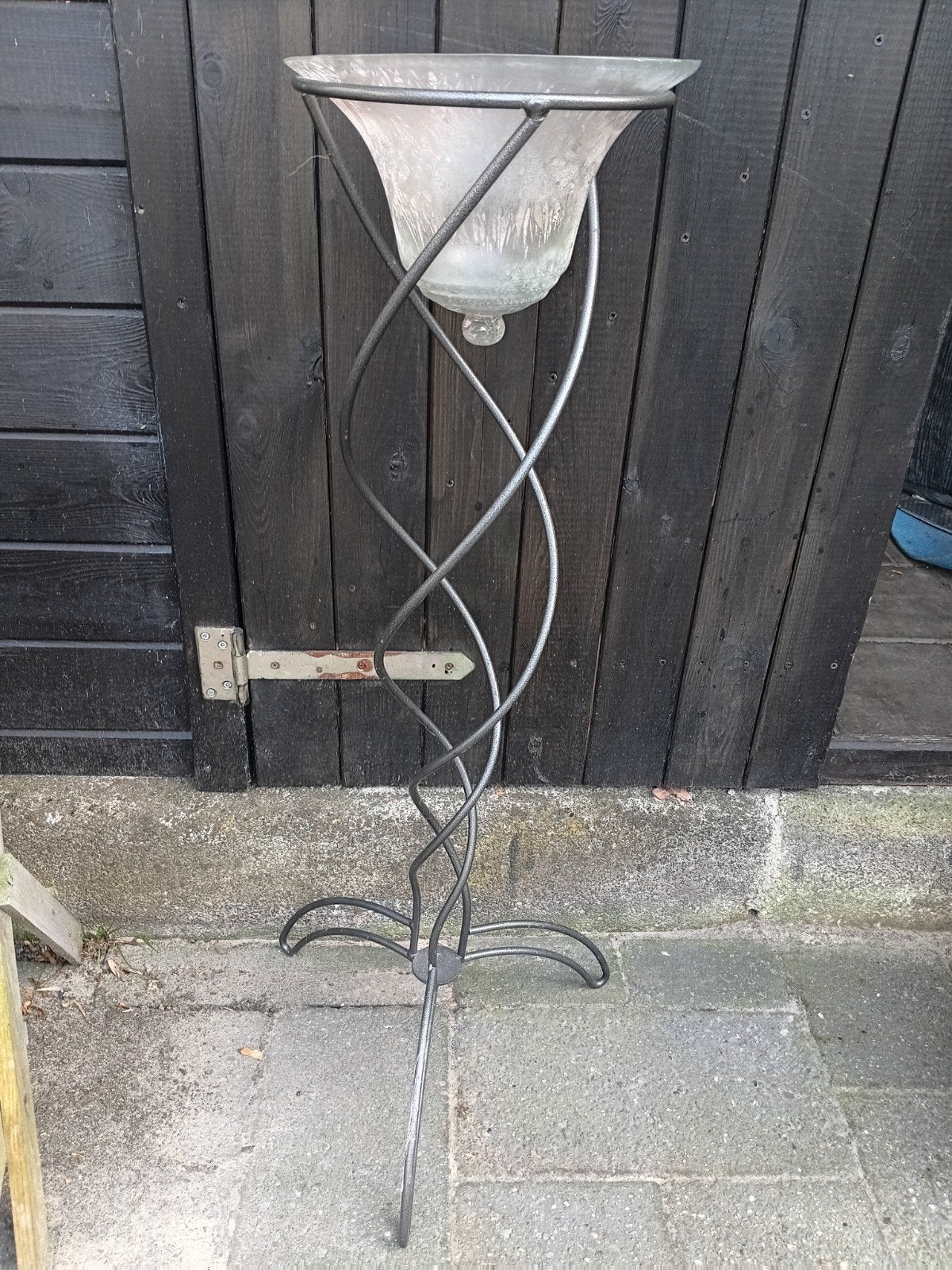 Ijzeren planten/ decoratie standaard met glazen schaal, Huis en Inrichting, Woonaccessoires | Zuilen en Pilaren, Ophalen