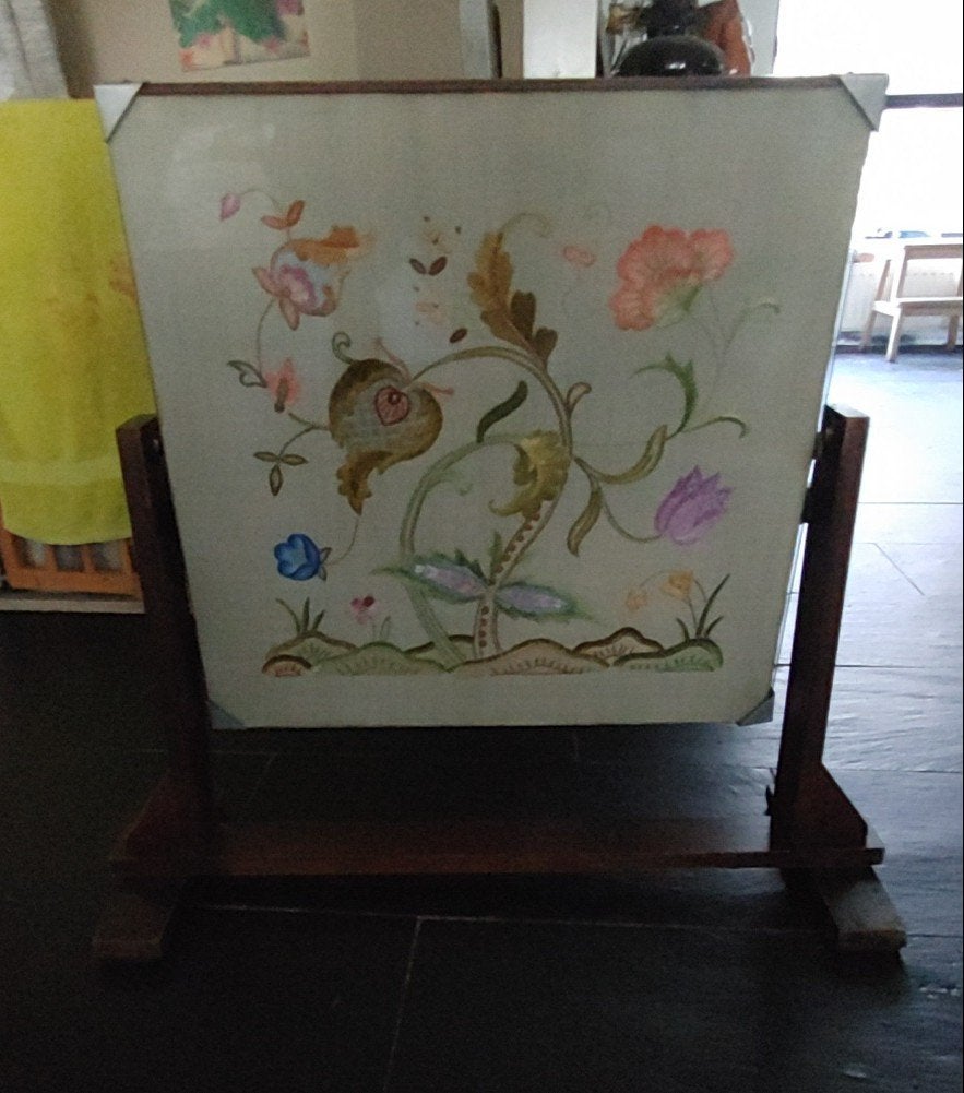 Antiek Eiken Arts & Crafts Jacobean Haardscherm/Bijzettafel, Ophalen