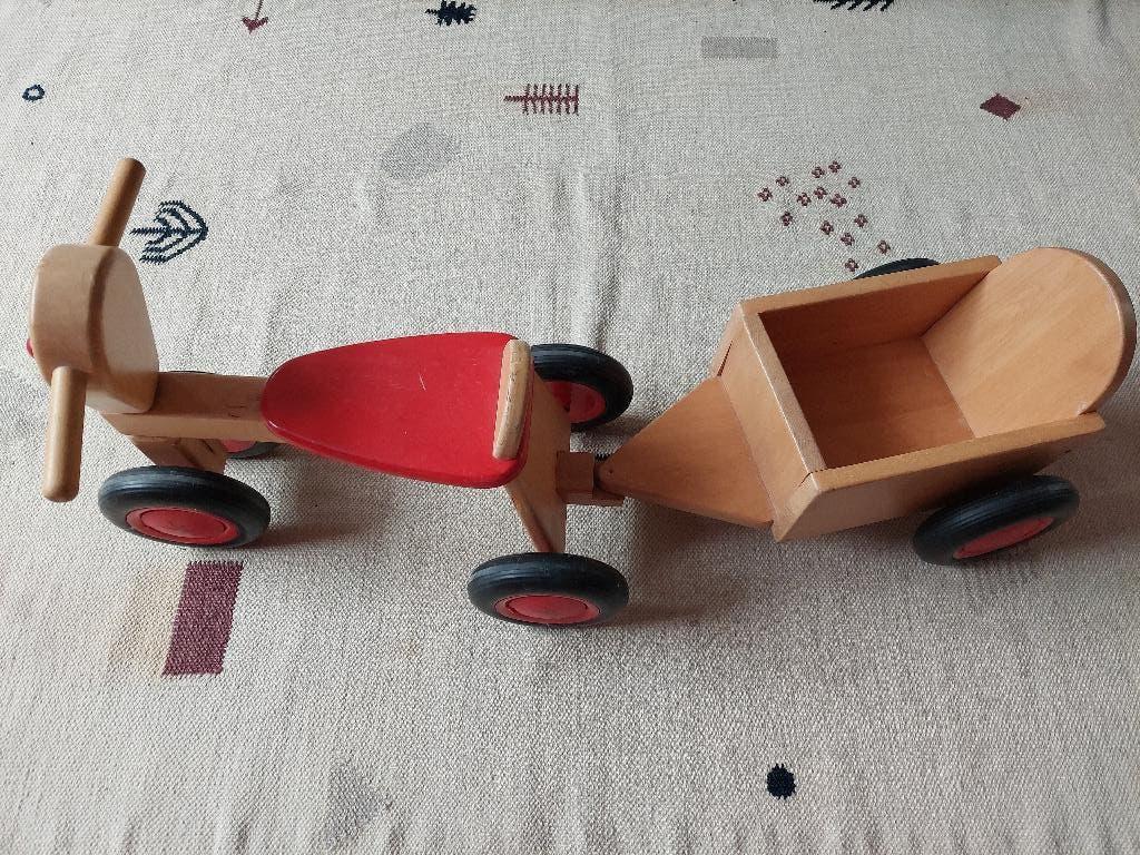 van Dijk Toys houten loopfiets met aanhangwagen, Kinderen en Baby's, Speelgoed | Buiten | Voertuigen en Loopfietsen, Ophalen, Gebruikt