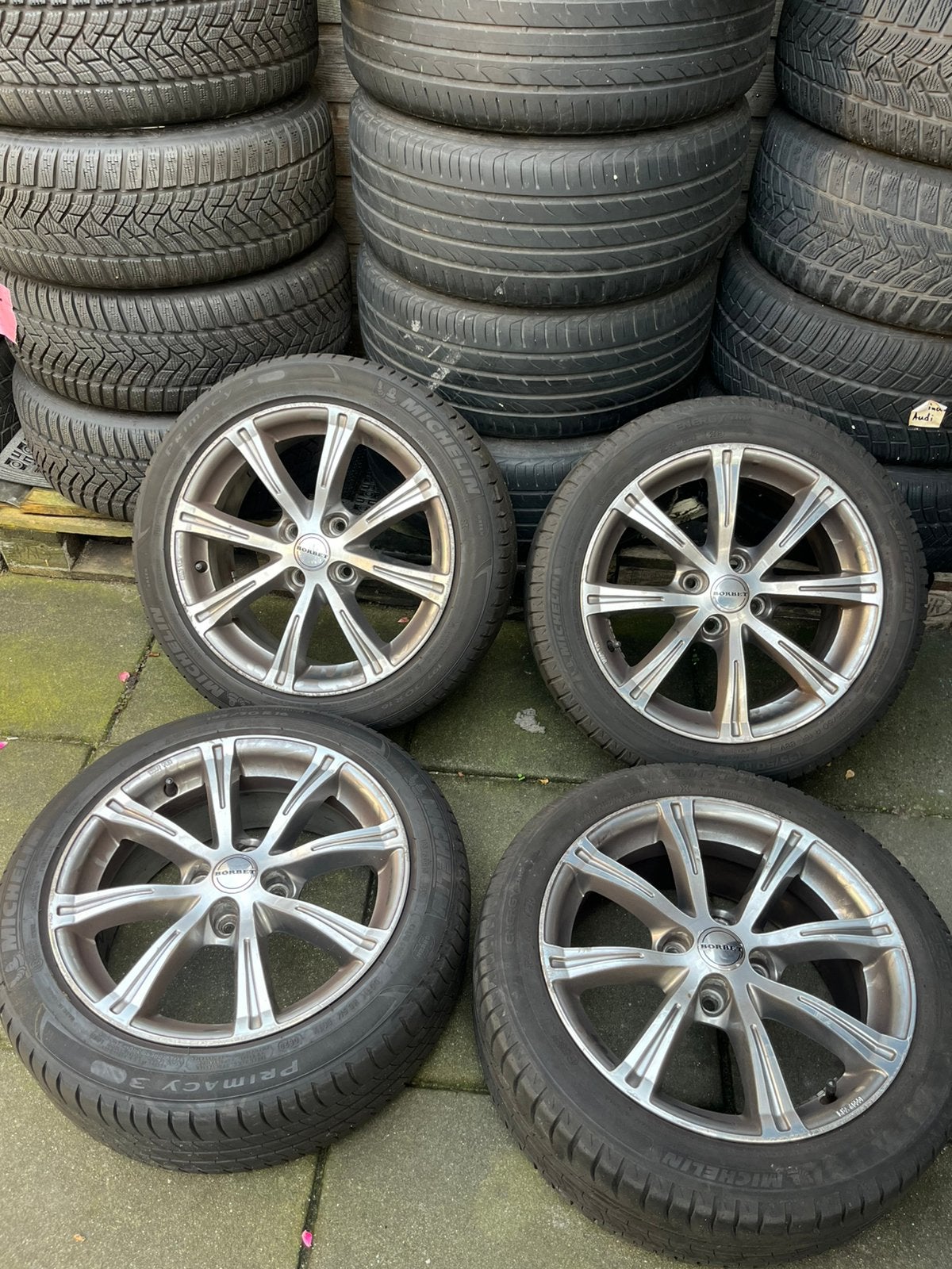 16 inch velgen met Michelin zomerbanden 195/50/16 inch 4x100, Auto-onderdelen, Ophalen, 16 inch, Banden en Velgen, 195 mm