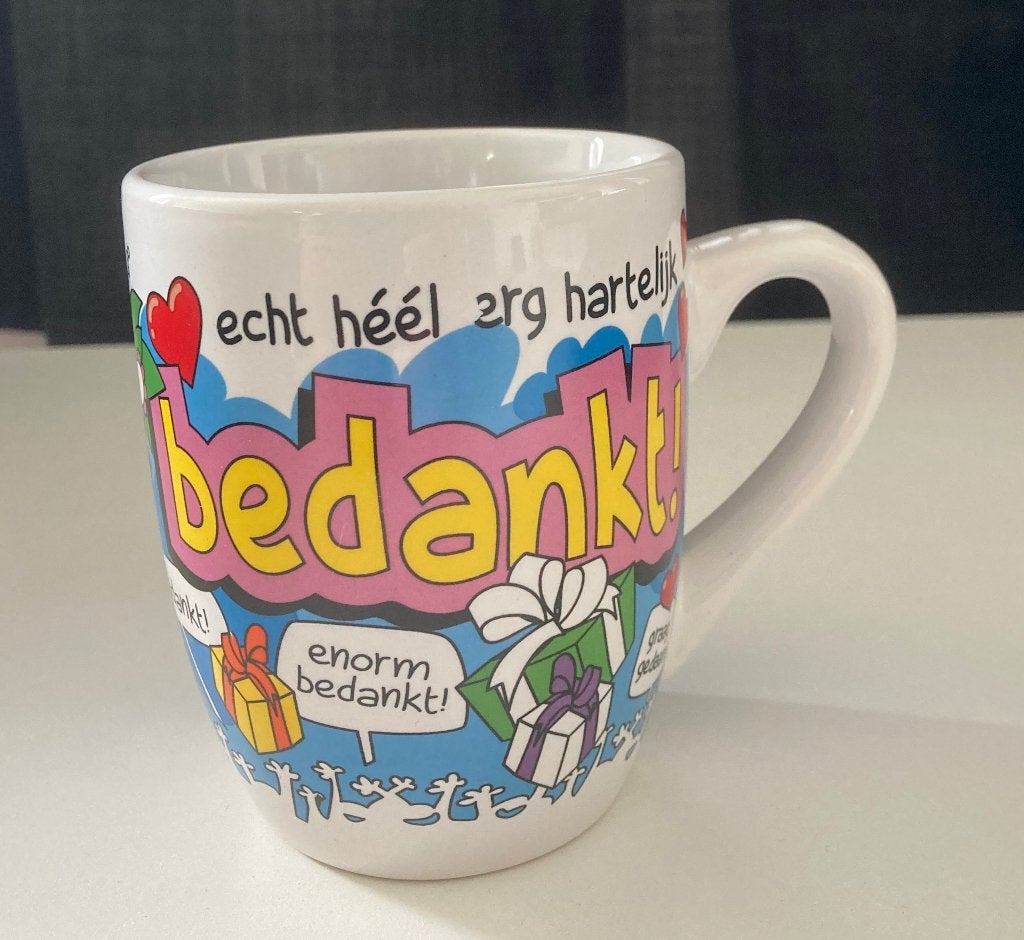 Beker Bedankt, Overige stijlen, Nieuw, Ophalen of Verzenden, Wit