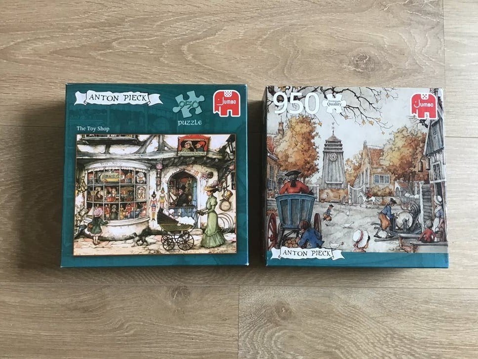 2 Anton Pieck legpuzzels, 950 stukjes per puzzel, Ophalen of Verzenden, 500 t/m 1500 stukjes, Zo goed als nieuw, Legpuzzel