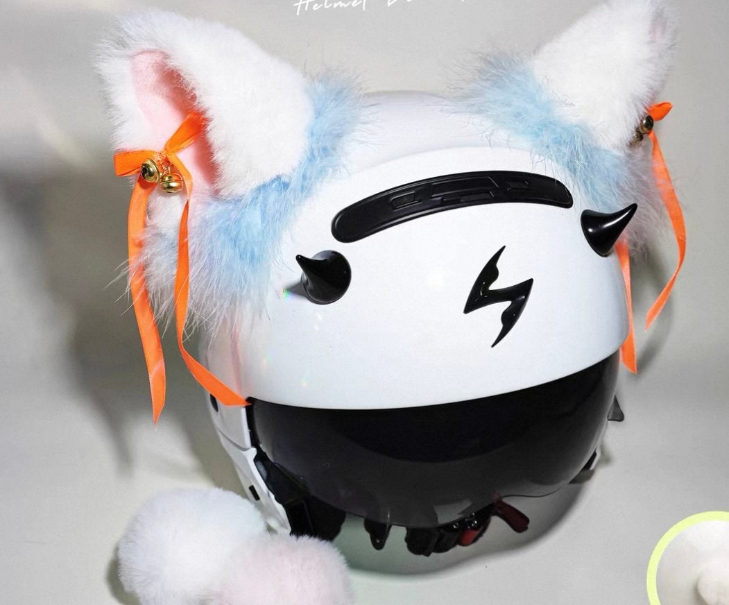 High Quality White Bunny Ears Helmet Decoration with Tail, Verzenden, Tweedehands, Overige merken