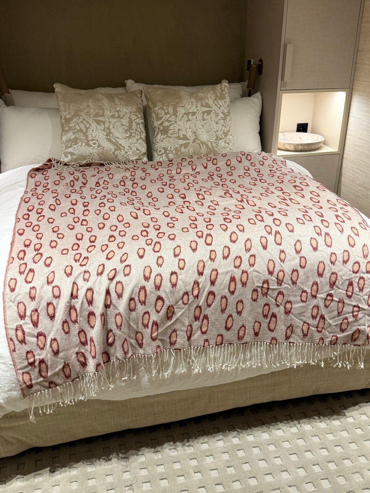 Plaid / sprei met luipaardprint - 130 x 150 cm, Met franjes/kwastjes, Ophalen of Verzenden, Zo goed als nieuw, Plaid