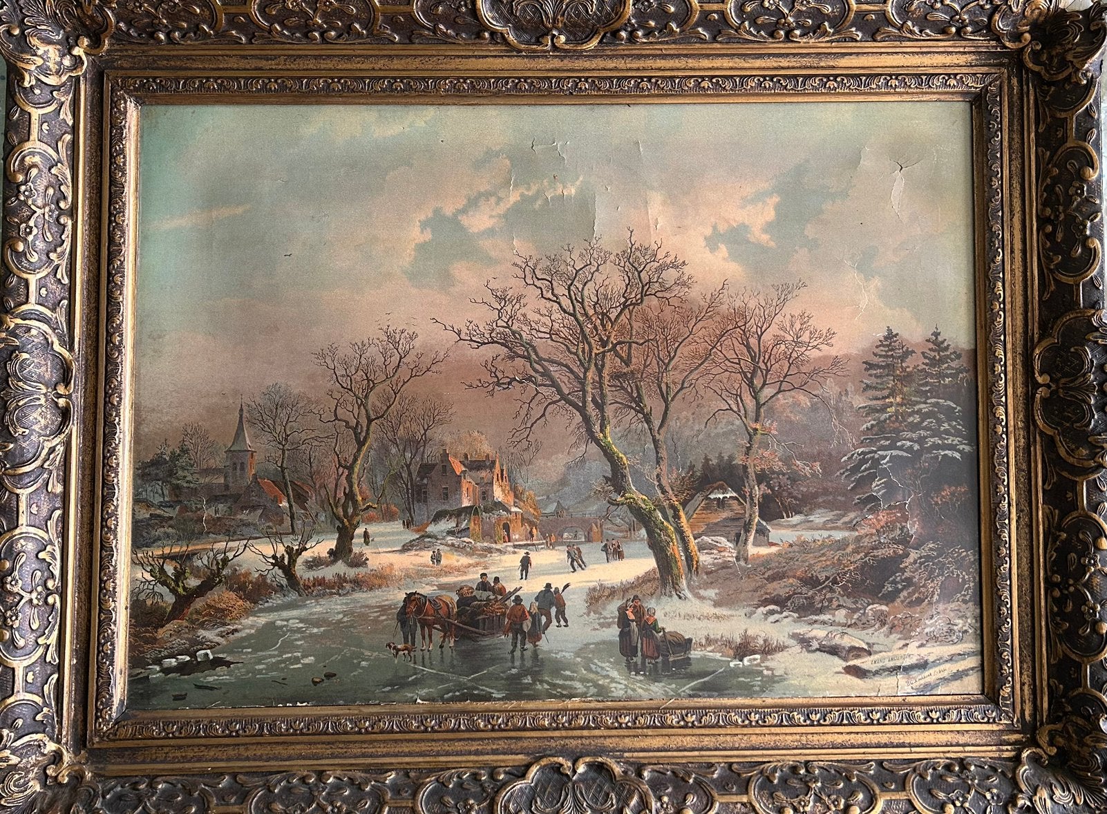B.C. Koekkoek   Winterlandschap  (1845), Ophalen, Gedateerd, Landschap, Klassiek