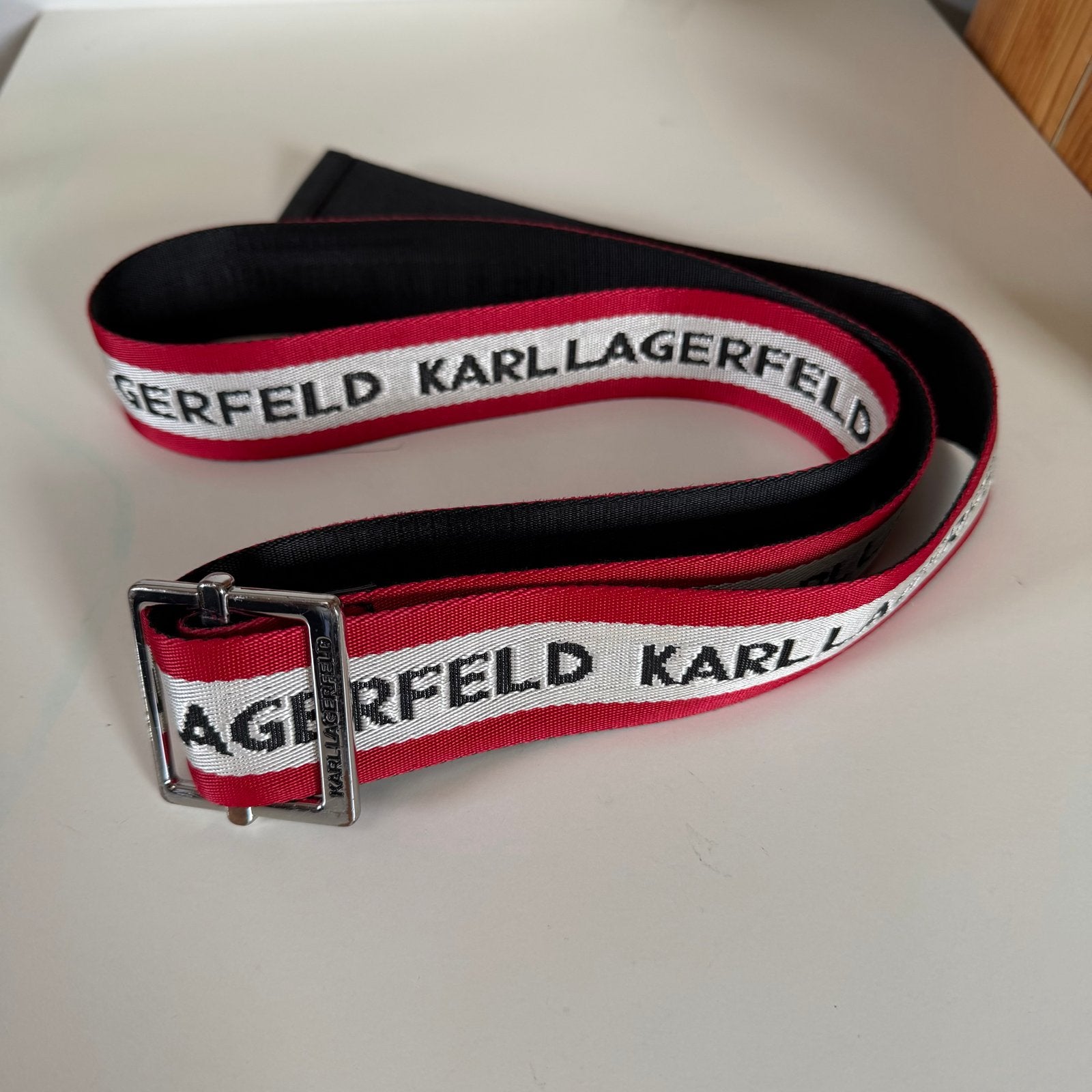 Karl Lagerfeld Riem - Rood, Zwart, Wit, Kleding | Dames, Heupriem, Ophalen of Verzenden, Zo goed als nieuw, Rood