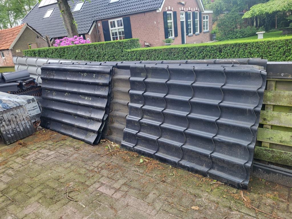 Zwarte dakpanplaten - Gebruikt, Zwart, Metaal, Ophalen, Dakplaat of Dakpanplaat