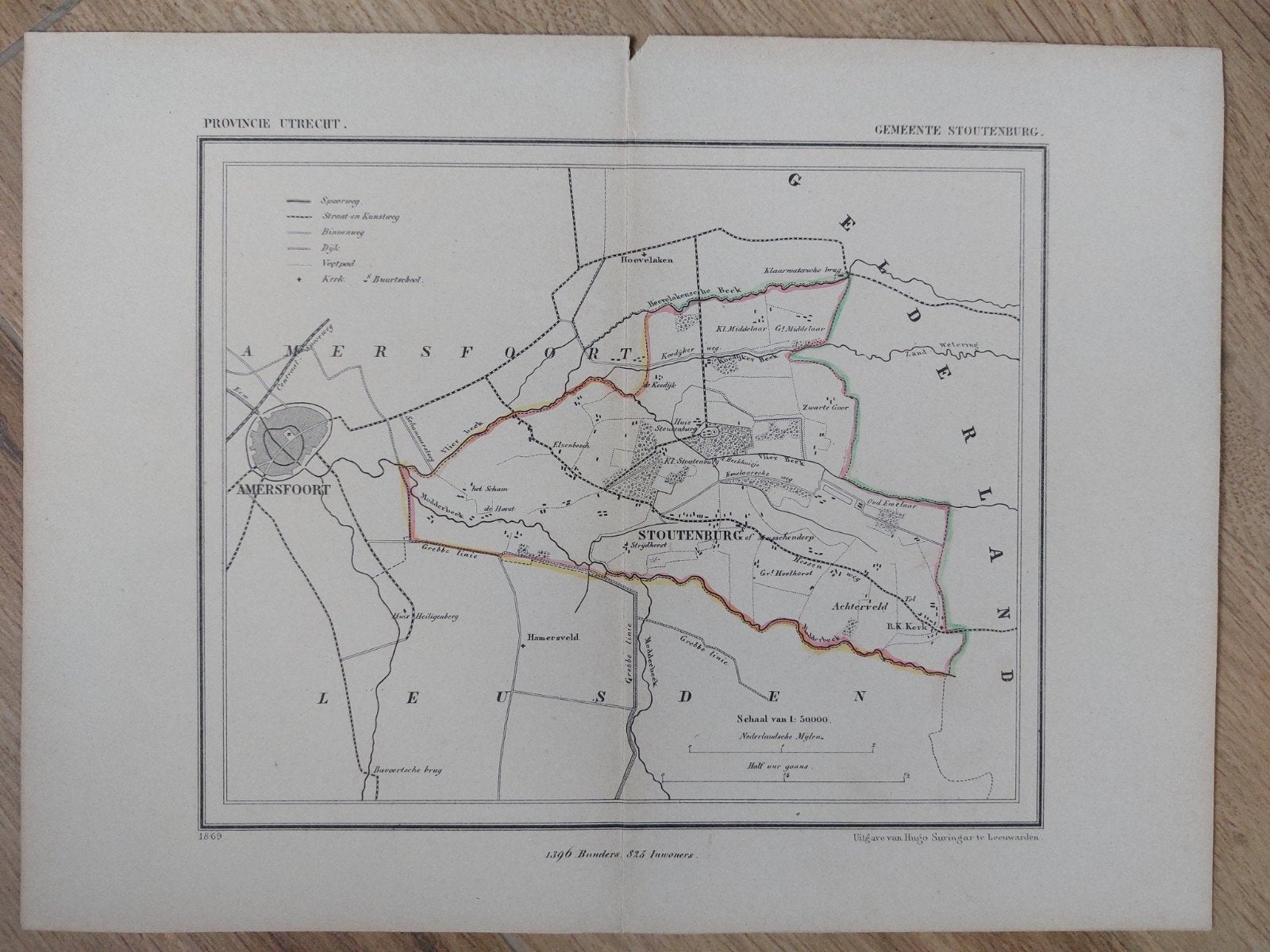 27 / Stoutenburg - Amersfoort Kuyper Utrecht Litho uit 1869, Ophalen of Verzenden